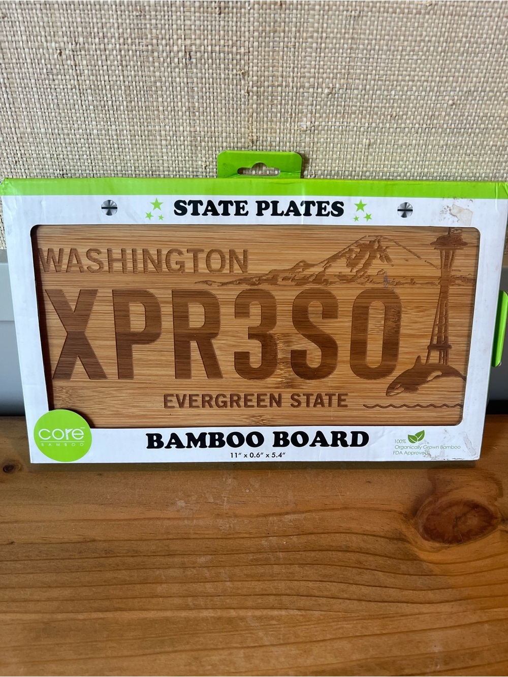 Cutting board Washington License Plate Bamboo Board - Natural